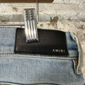 Amiri Knee Hole Paint Drip Spell Blue Denim Jeans Sz 34