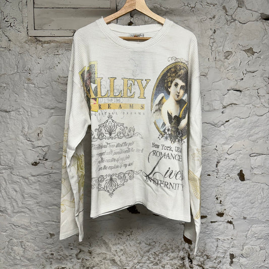 Vale Romace Lives White Thermal Long Sleeve Sz L