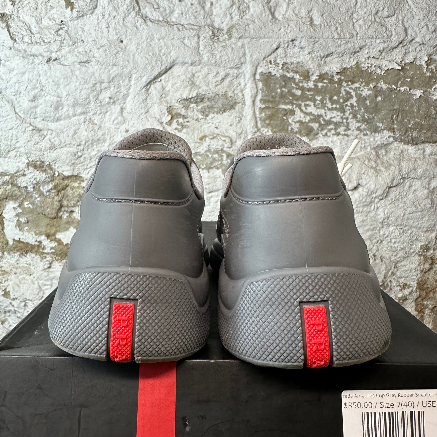 Prada Americas Cup Grey Rubber Sneaker Sz 7 (40)