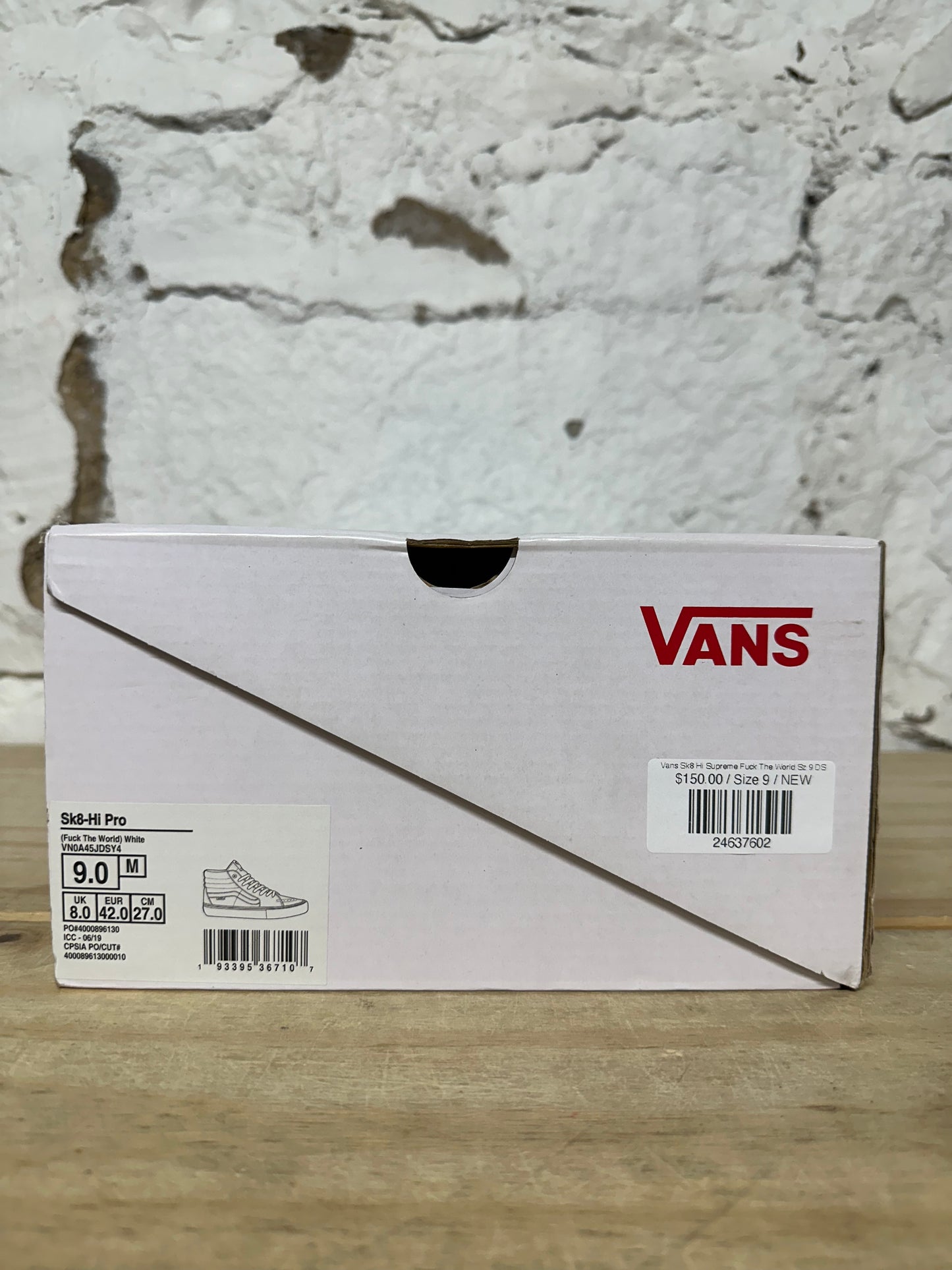 Vans Sk8 Hi Supreme Fuck The World Sz 9 DS