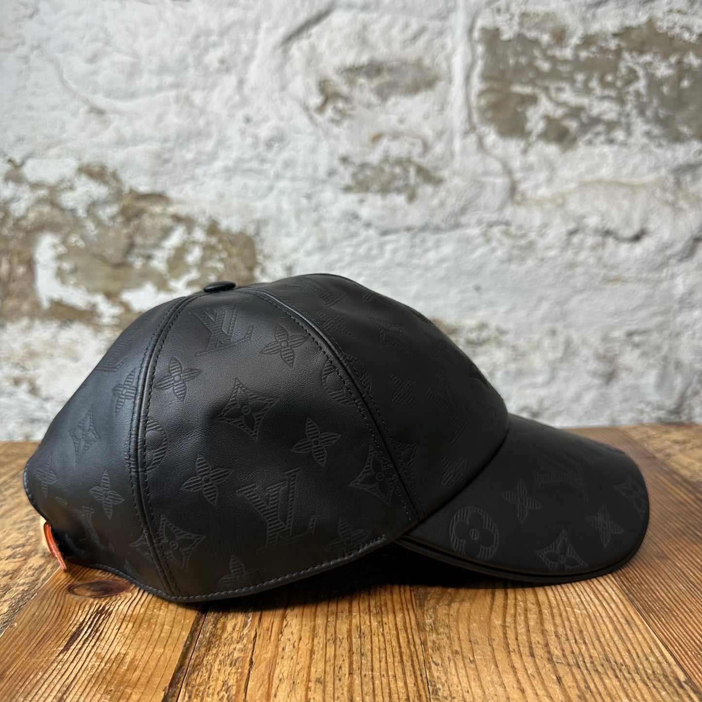 Louis Vuitton Black Leather Monogram Hat W/ Box