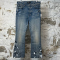 Amiri Paint Splatter Flare Blue Denim Jeans Sz 32