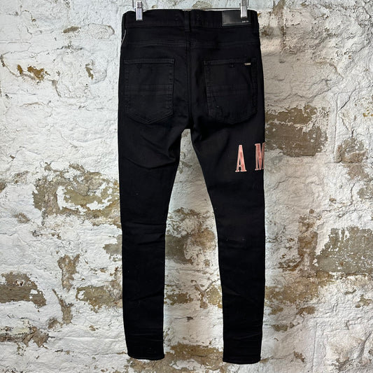 Amiri Red Tie Dye Core Logo Black Denim Jeans Sz 29