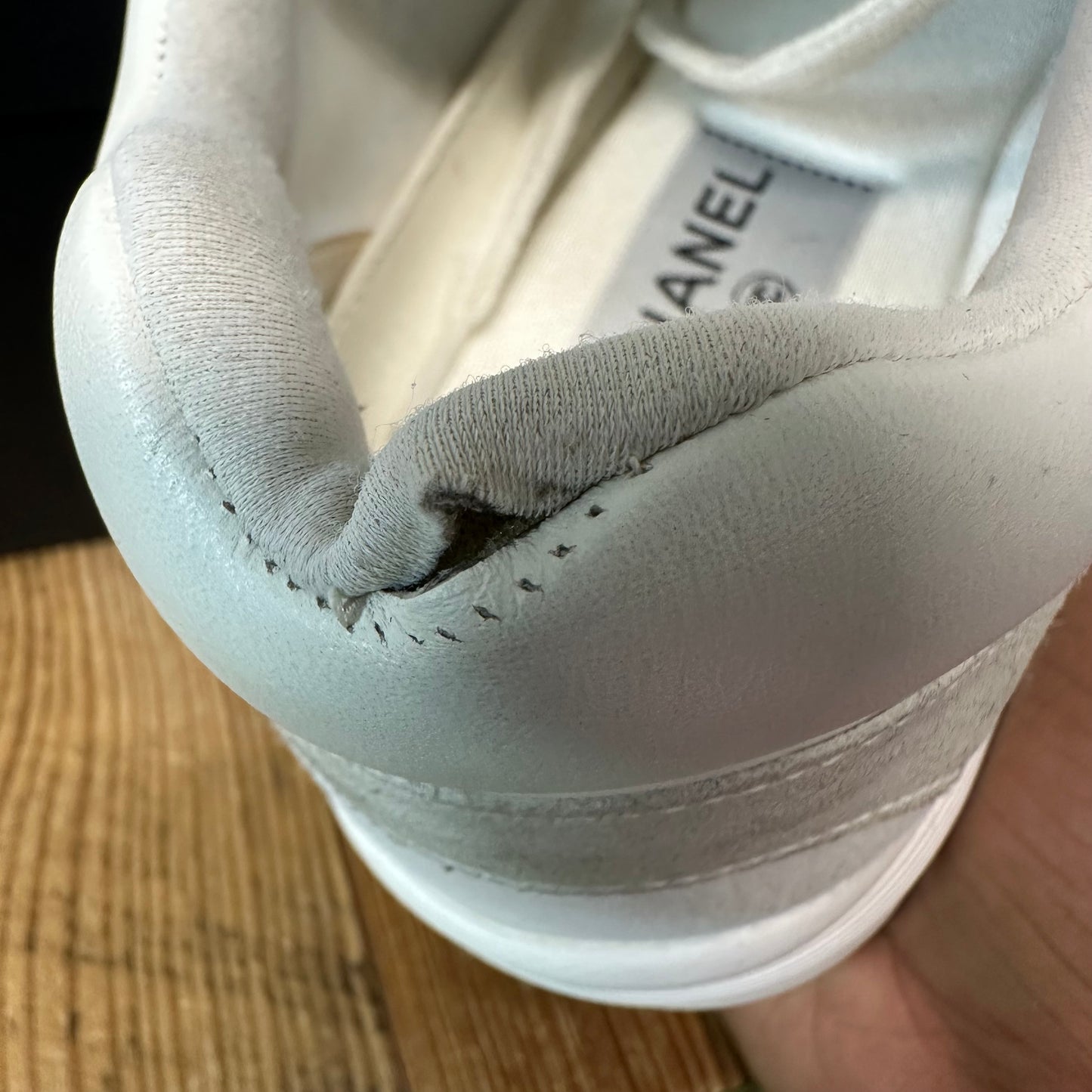 Chanel CC Triple White Trainer Sneaker Sz 8 (41)