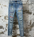 Amiri Multicolored Paisley Blue Denim Jeans Sz 32