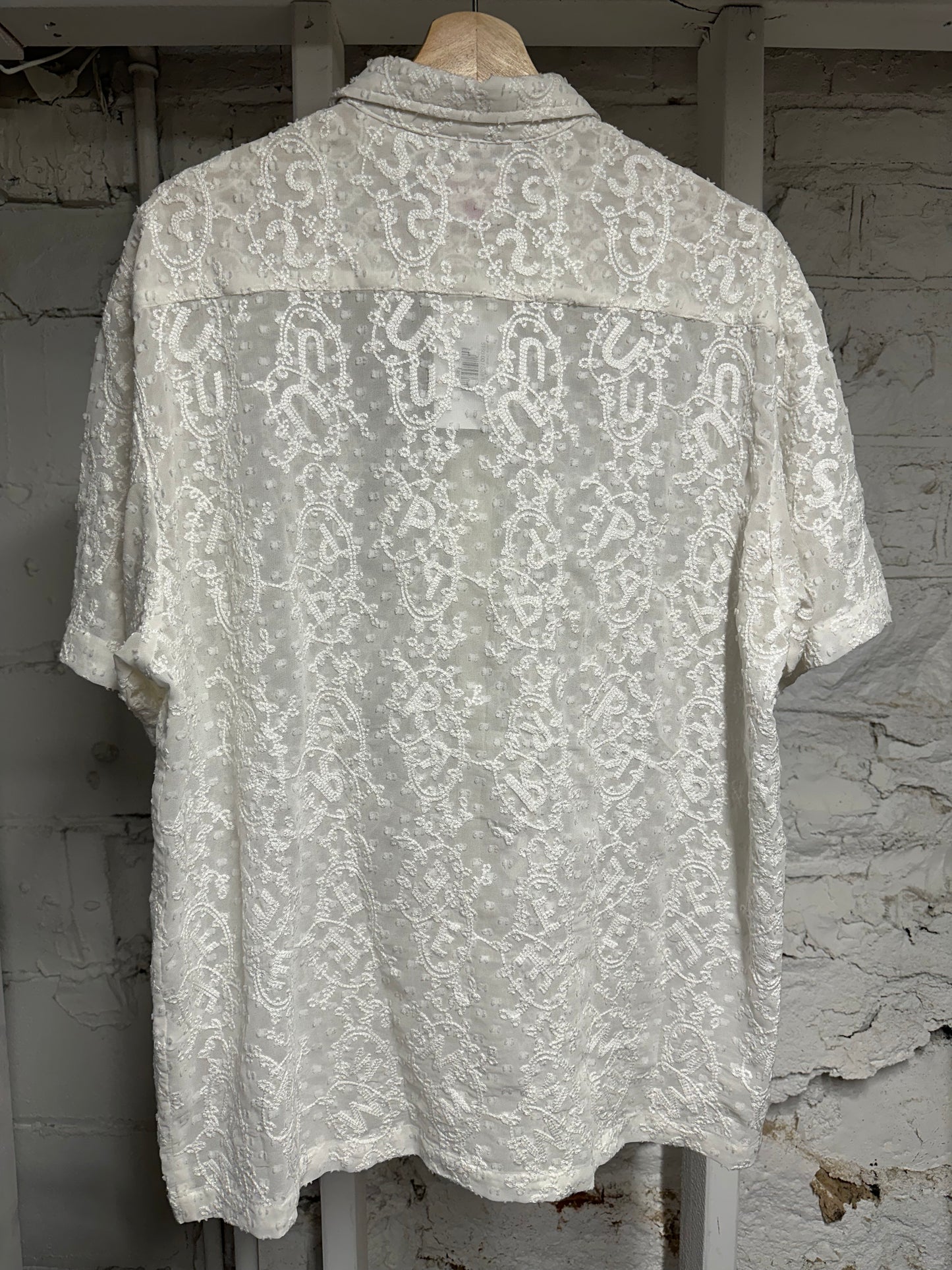 Supreme Chainstitch Chiffon White Button Up Shirt Sz M