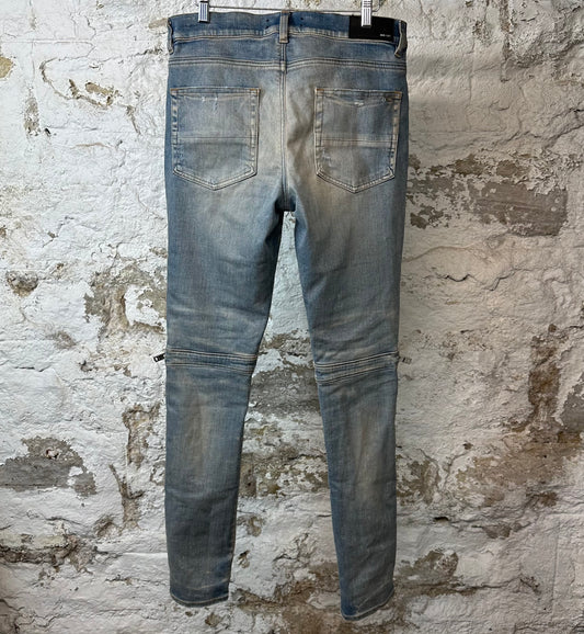 Amiri MX2 Multicolor Flannel Blue Denim Jeans Sz 32