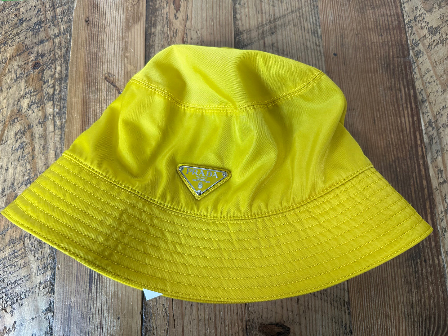 Prada Renylon Yellow Bucket Hat Sz XL
