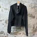 Vale Distressed Black Zip Up Hoodie Sz S DS