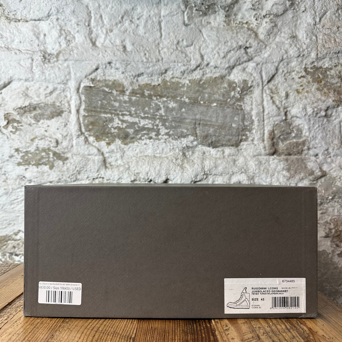 Rick Owens Geobasket Forest Milk Sneaker Sz 10 (43)