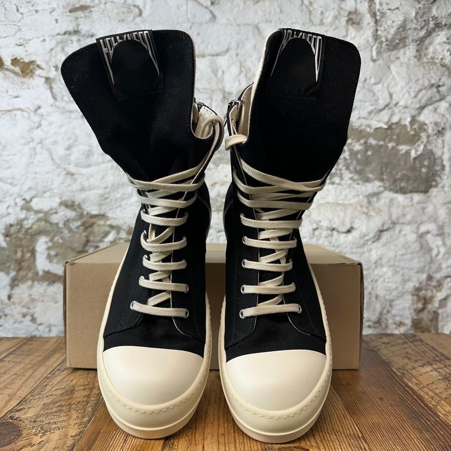 Rick Owens High Hollywood Black Milk Sneaker Sz 11 (44)