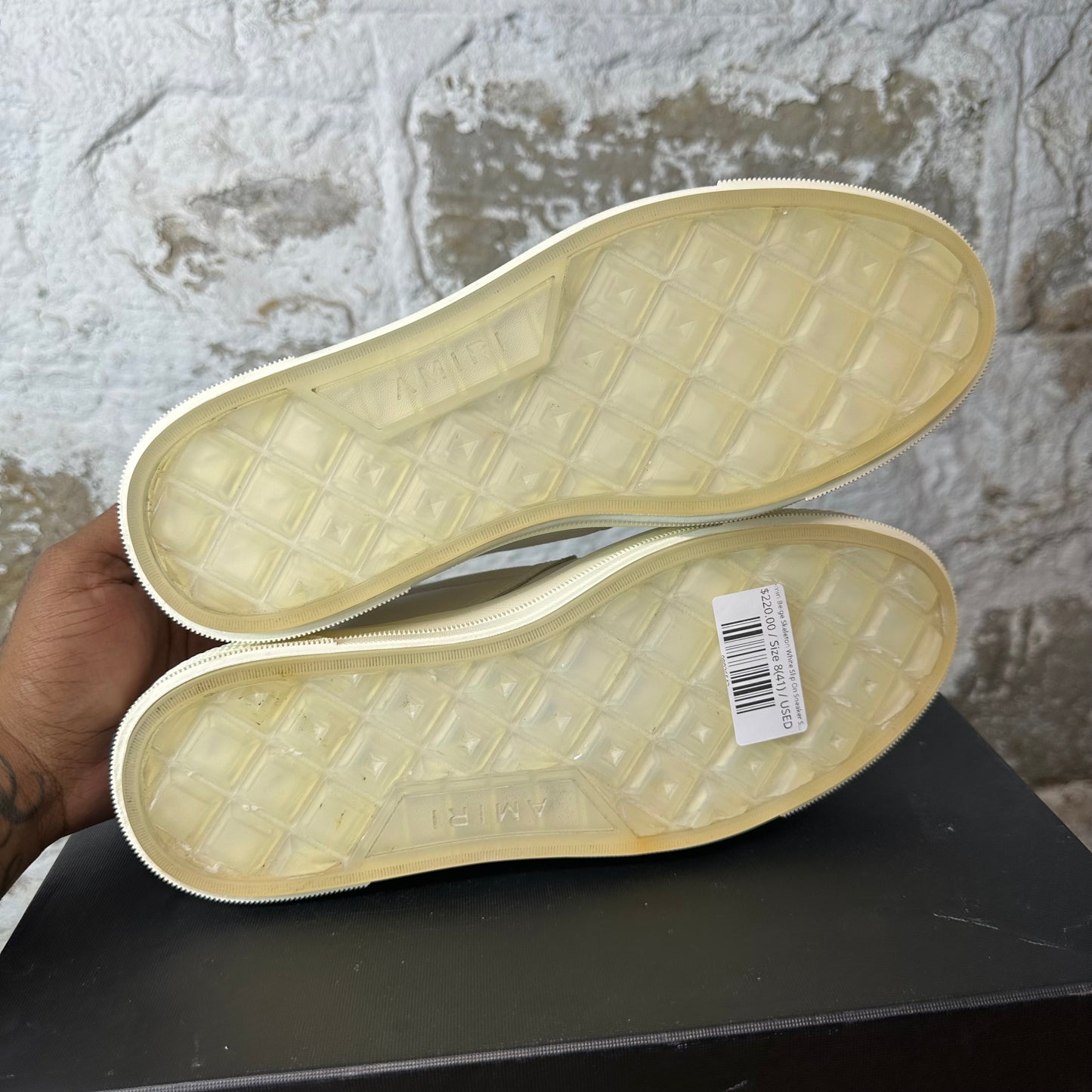 Amiri Beige Skeleton White Slip On Sneaker Sz 8 (41)