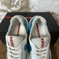 Prada Americas Cup Teal Patent Cream White Sneaker Sz 8.5