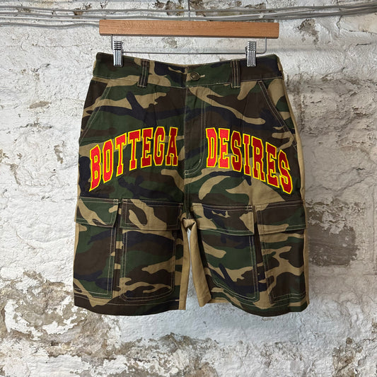Bottega Desires Camo Cargo Shorts Sz 30