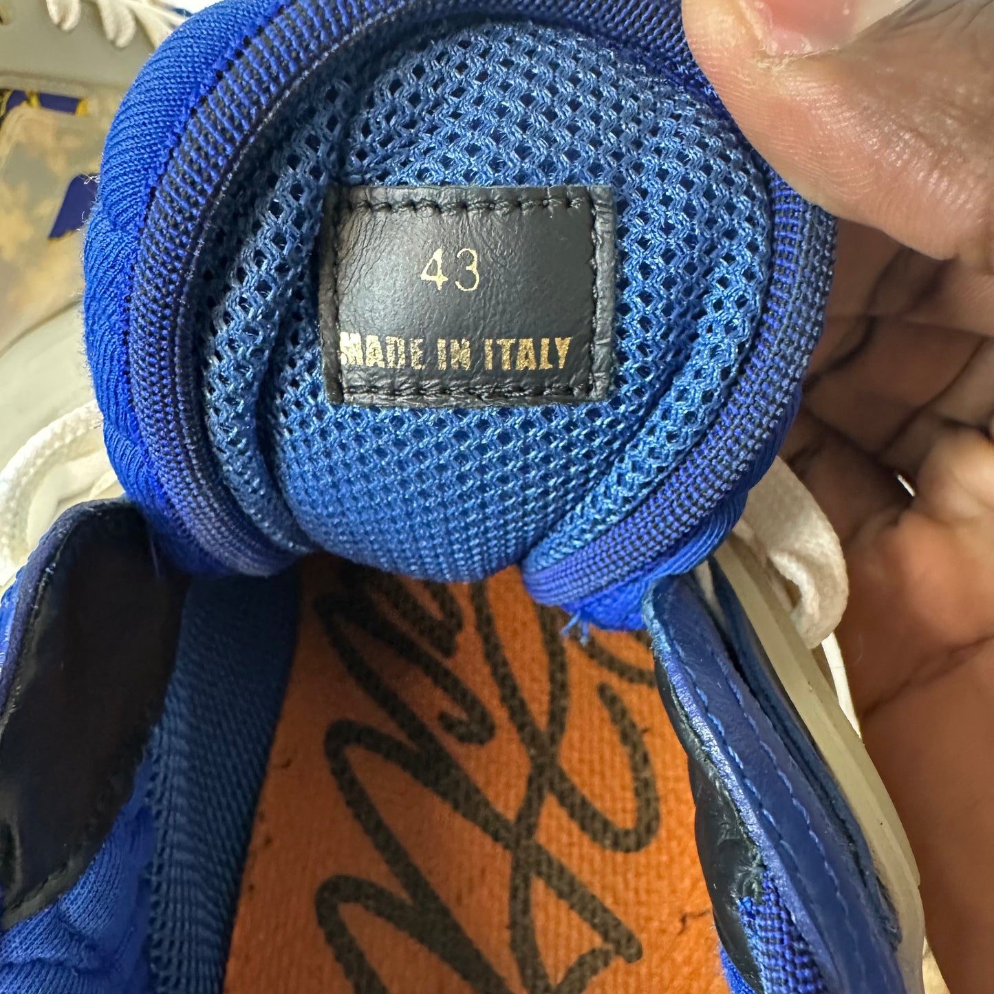 Versace Chain Reaction Blue Yellow White Sneaker Sz 10 (43)