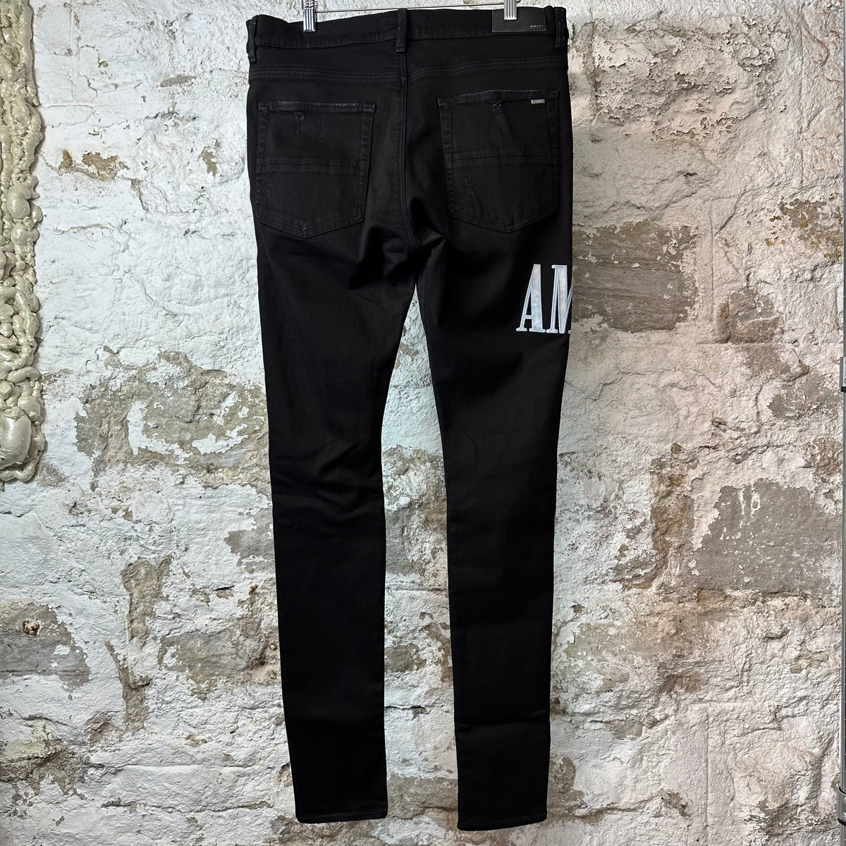 Amiri Blue Tie Dye Core Logo Black Denim Jeans Sz 36