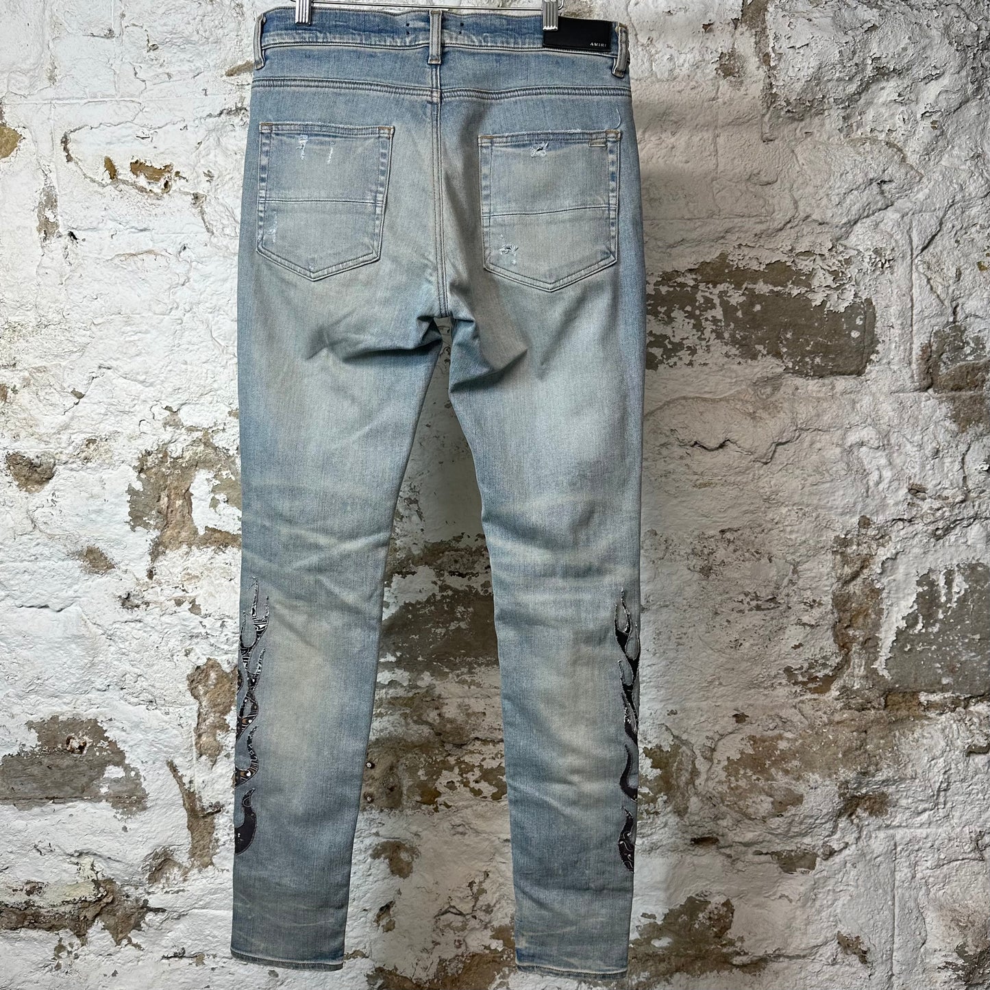 Amiri Paisley Flames Blue Denim Jeans Sz 32