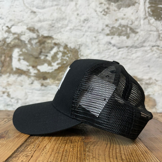 Amiri White AM Black Trucker Hat