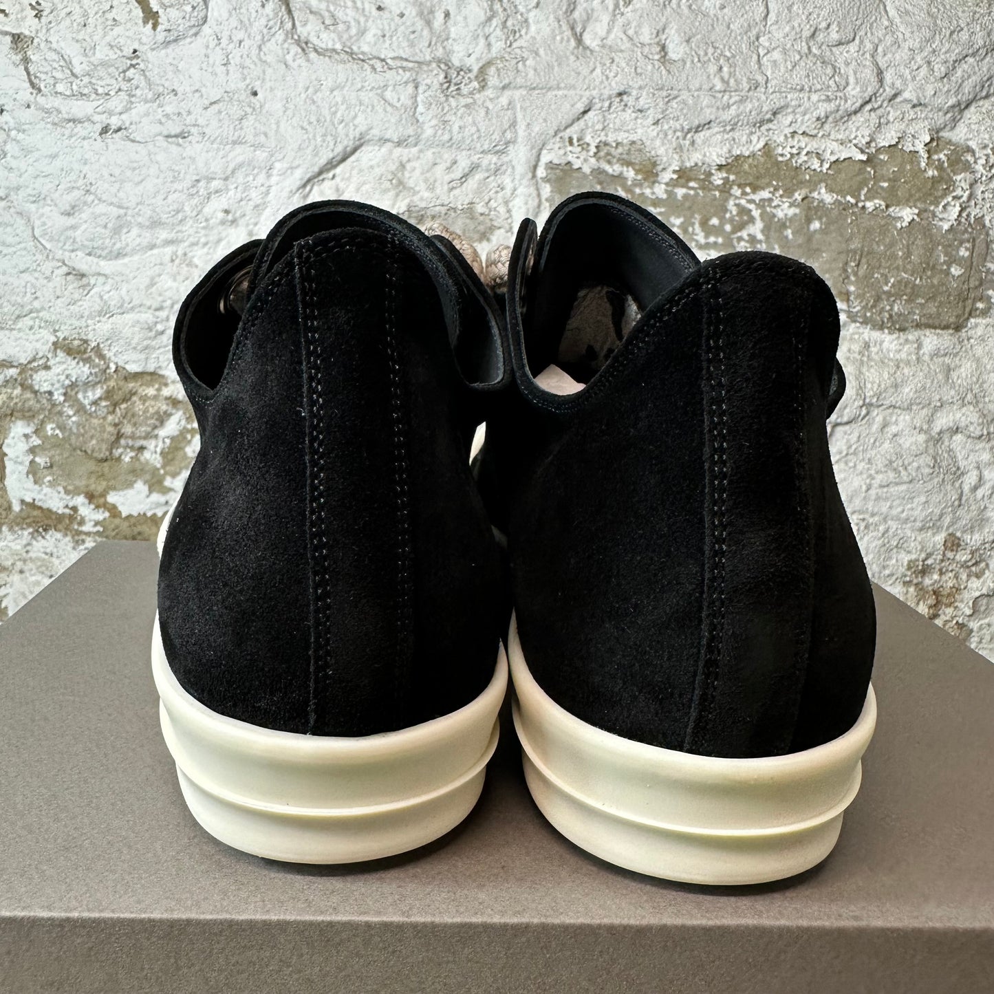 Rick Owens Jumbo Lace Black Suede Milk Sneaker DS