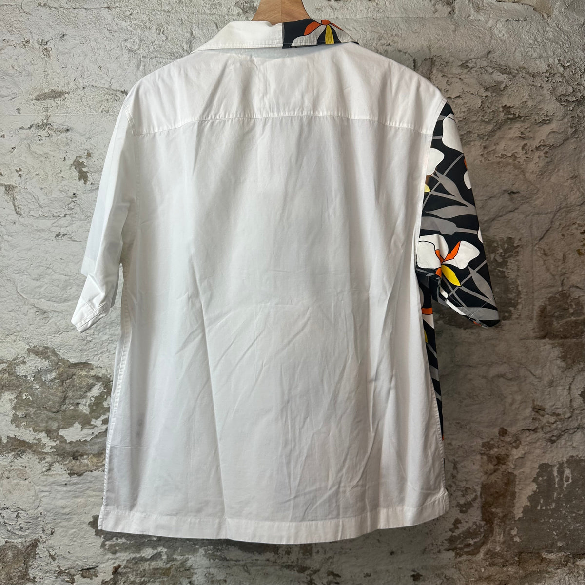 Prada Double Match Floral Print White Button Up Shirt Sz M