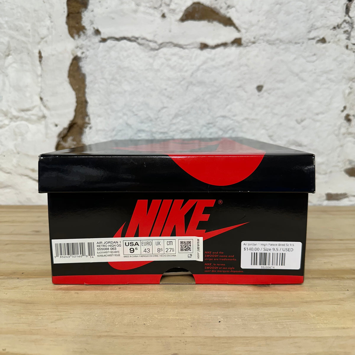 Air Jordan 1 High Patent Bred Sz 9.5