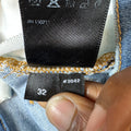 Amiri MX1 Aloha Patch Blue Denim Jeans Sz 32