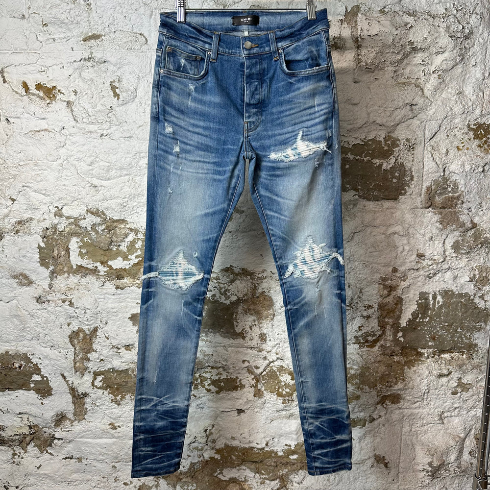 Amiri MX1 Sky Blue Cream Blue Denim Jeans Sz 30