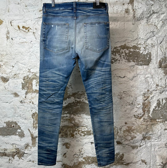 Amiri Plain Blue Honeycomb Denim Jeans Sz 34