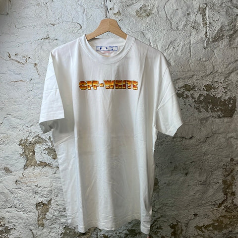 Off White Gold Spellout T-shirt White Sz XS DS
