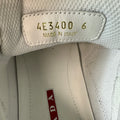 Prada Americas Cup Navy Patent Grey White Sneaker Sz 6
