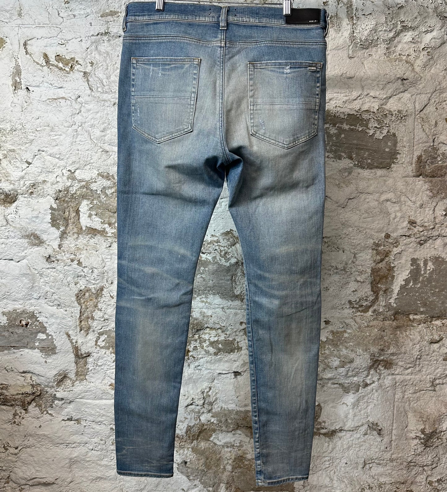 Amiri MX1 Plaid Flannel Blue Denim Jeans Sz 36