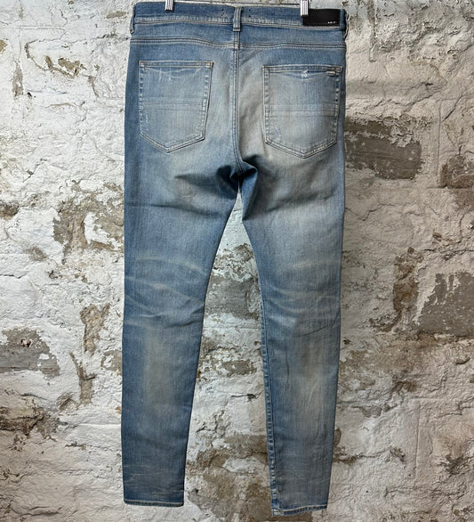 Amiri MX1 Plaid Flannel Blue Denim Jeans Sz 36