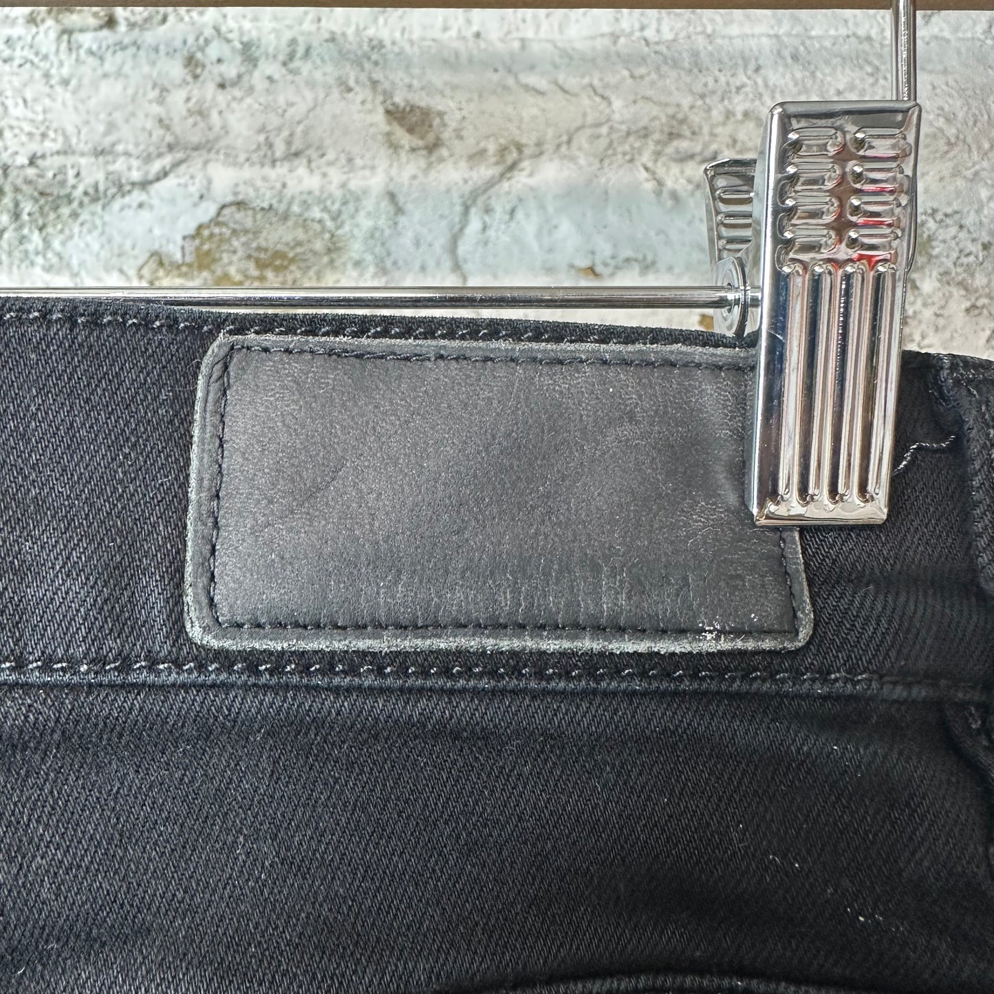Amiri MX1 Black Leather Black Denim Jeans Sz 28
