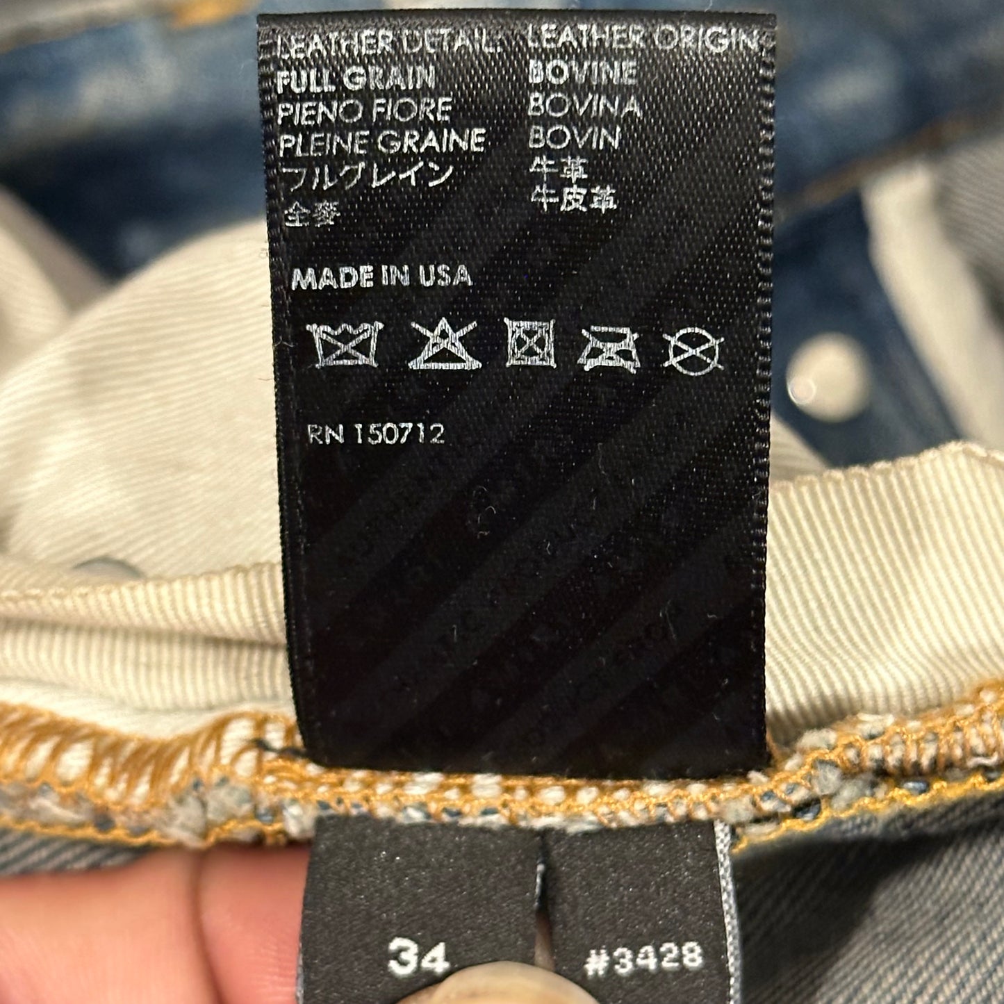 Amiri Green Camo Bones Blue Denim Jeans Sz 34