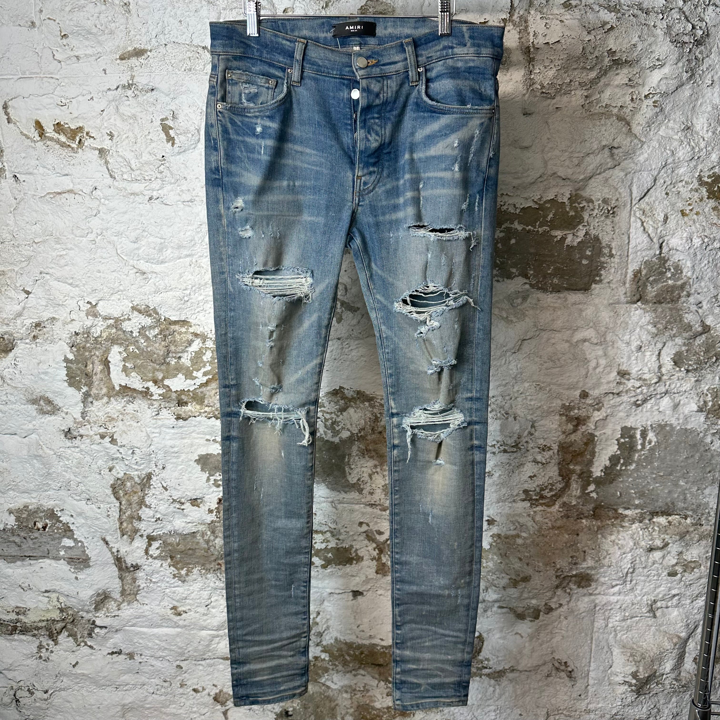 Amiri Distressed Plain Blue Denim Jeans Sz 31