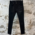 Amiri MX1 Black Leather Black Denim Jeans Sz 32
