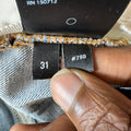 Amiri MX1 Multicolor Paisley Patches Blue Denim Jeans Sz 31
