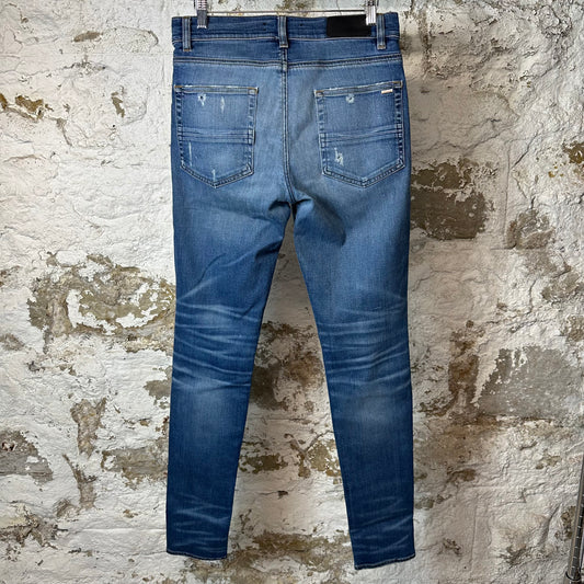 Amiri MX1 Black Suede Blue Denim Jeans Sz 32