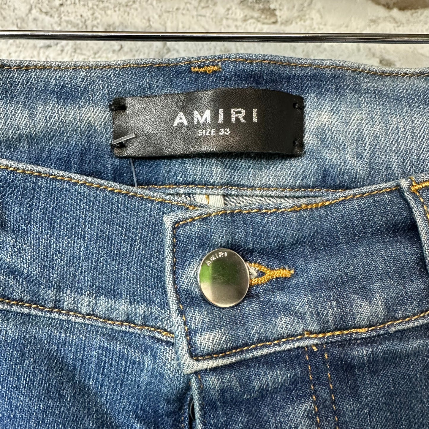 Amiri Plain Blue Honeycomb Denim Jeans Sz 33