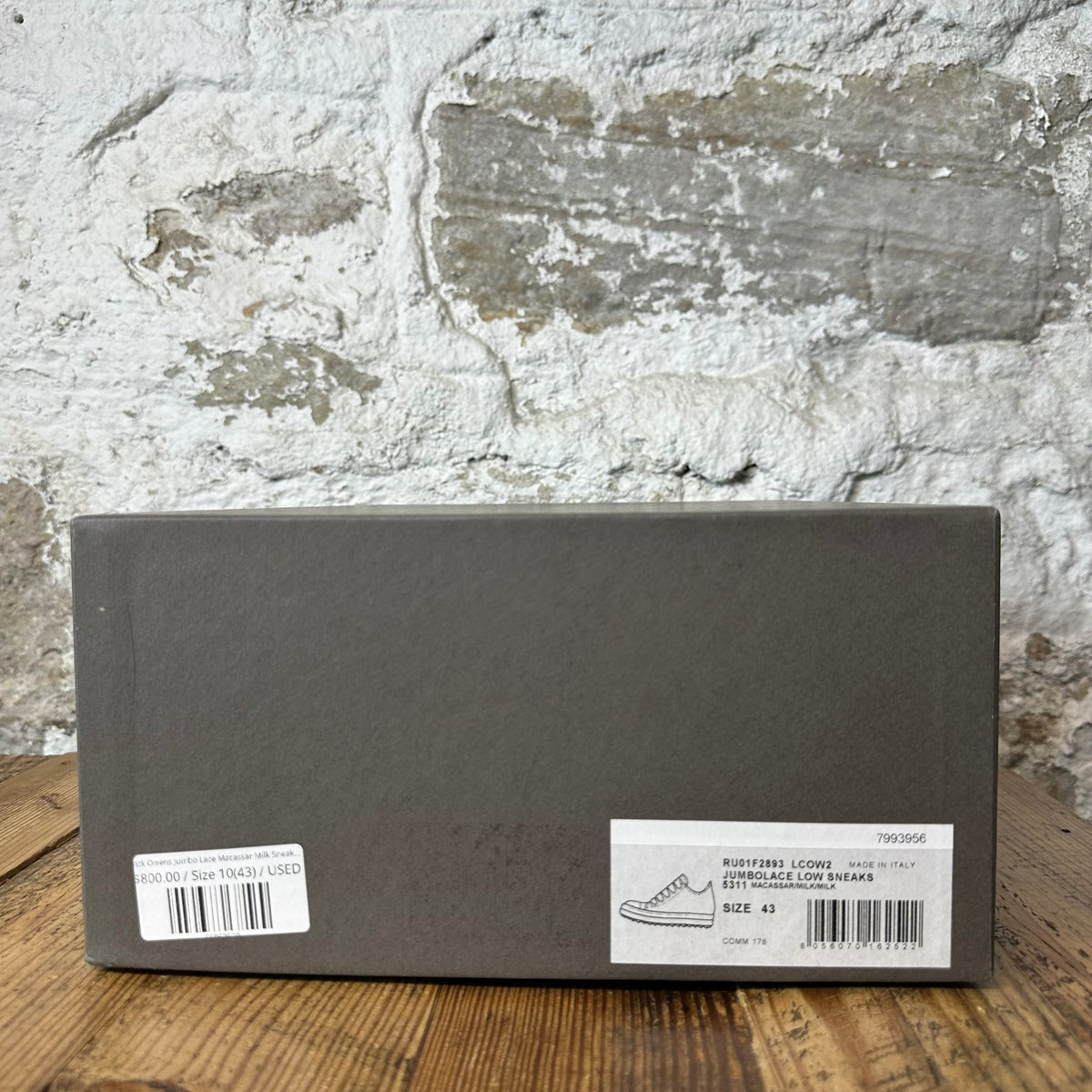 Rick Owens Jumbo Lace Macassar Milk Sneaker Sz 10 (43)