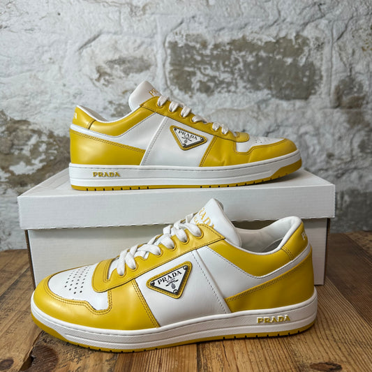 Prada Downtown Leather Yellow White Sneaker Sz 8