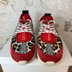 Versace Chain Reaction Cheetah Print Red White Sneaker Sz 12 (45) No Box