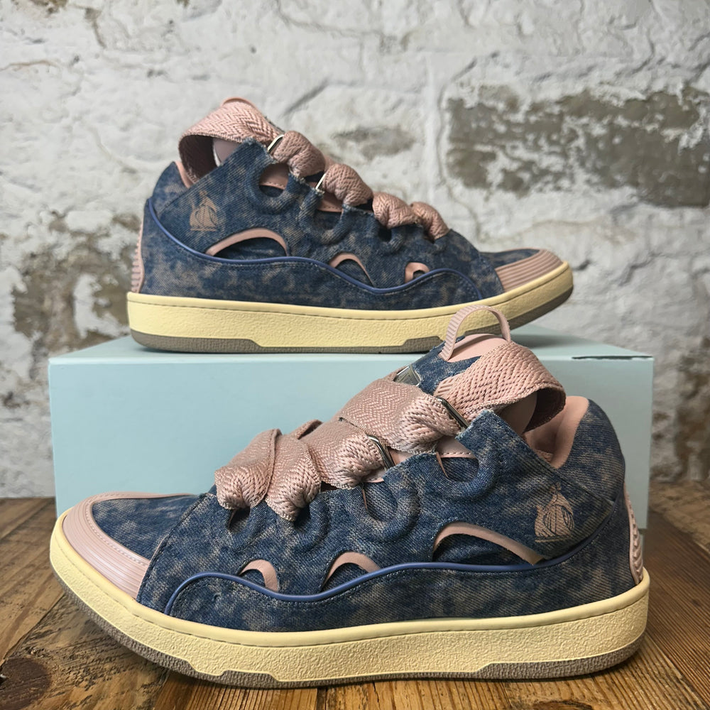 Lanvin Curb Rose Denim Beige Sneaker Sz 12 (45) DS