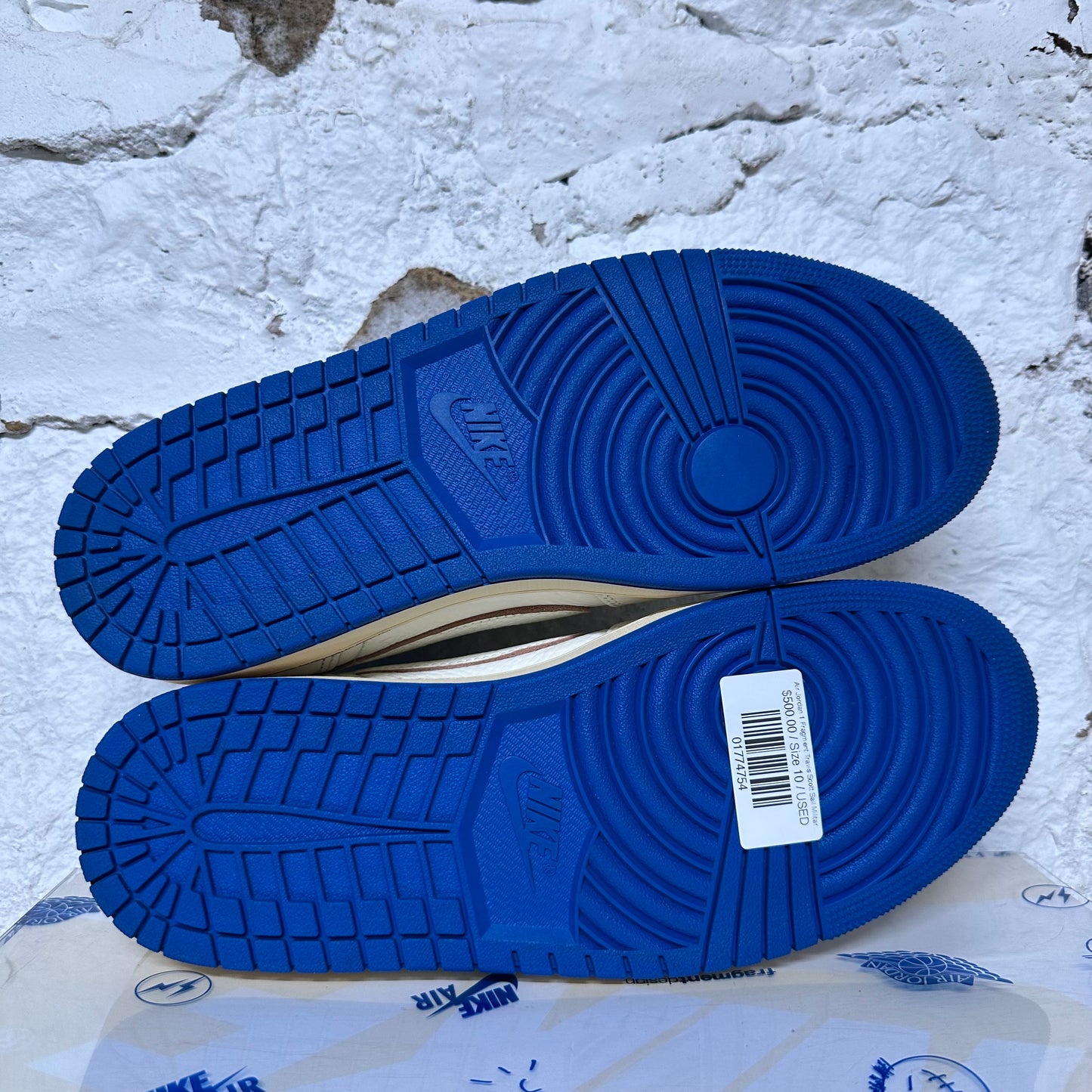 Air Jordan 1 Fragment Travis Scott Sail Military Blue Sz 10