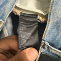Amiri MX1 Pink Suede Blue Denim Jeans Sz 36