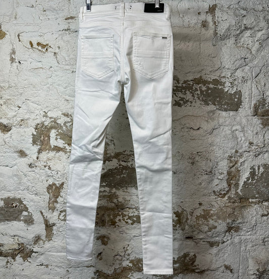 Amiri MX1 White Leather White Denim Jeans Sz 29