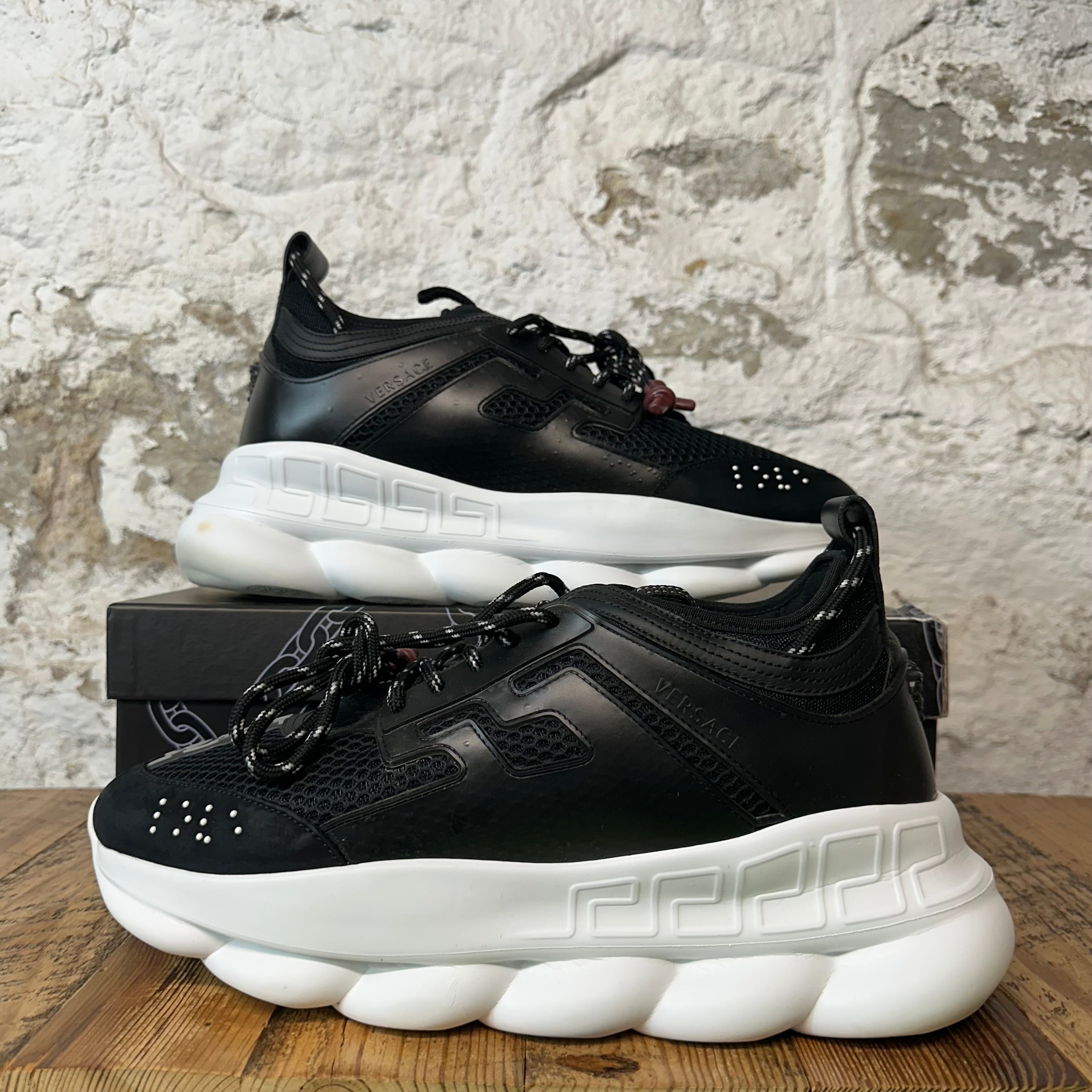 Versace Chain Reaction Black White Sneaker Sz 13 (46)