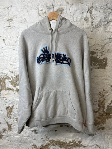 Supreme Crown Felt Spell Hoodie Gray Sz L