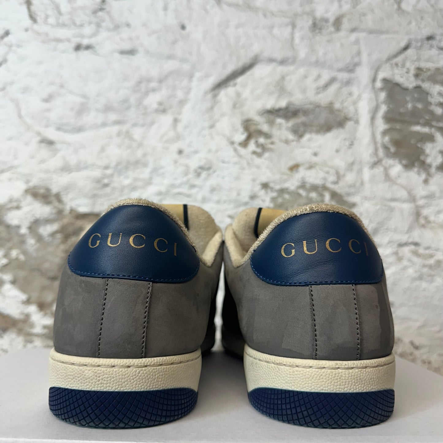 Gucci Screener Navy Grey White Sneaker Sz 11.5