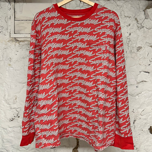 Supreme AOP Red L/S T-Shirt Sz XL